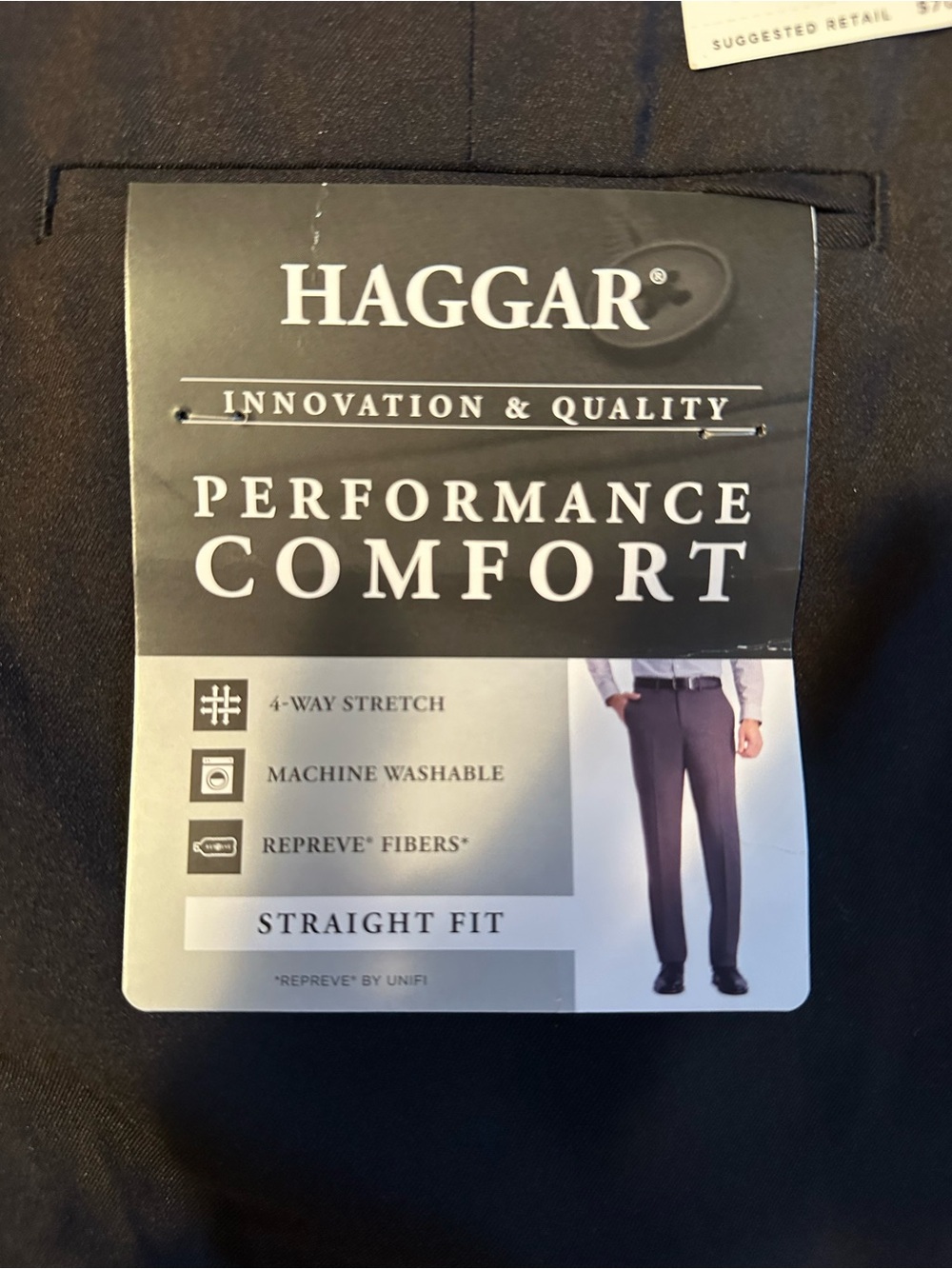 Haggar Black Straight Fit Stretch Pants